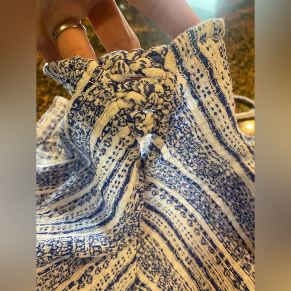 Large maxi blue white tribal beach festival japna dress adjustable straps - Picture 4 of 6